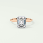 2.0 CT Emerald Cut Bezel Lab Grown Diamond Engagement Ring