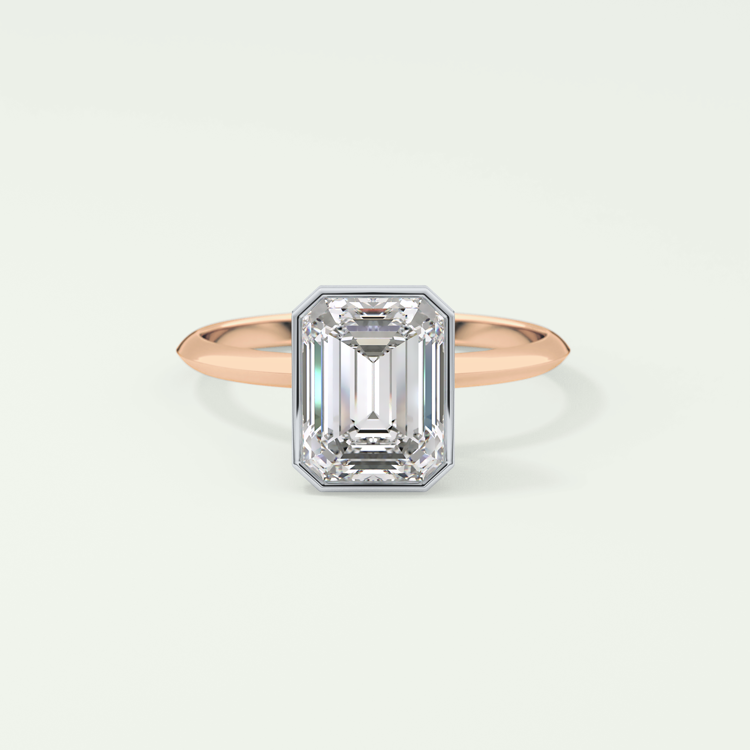 2.0 CT Emerald Cut Bezel Lab Grown Diamond Engagement Ring
