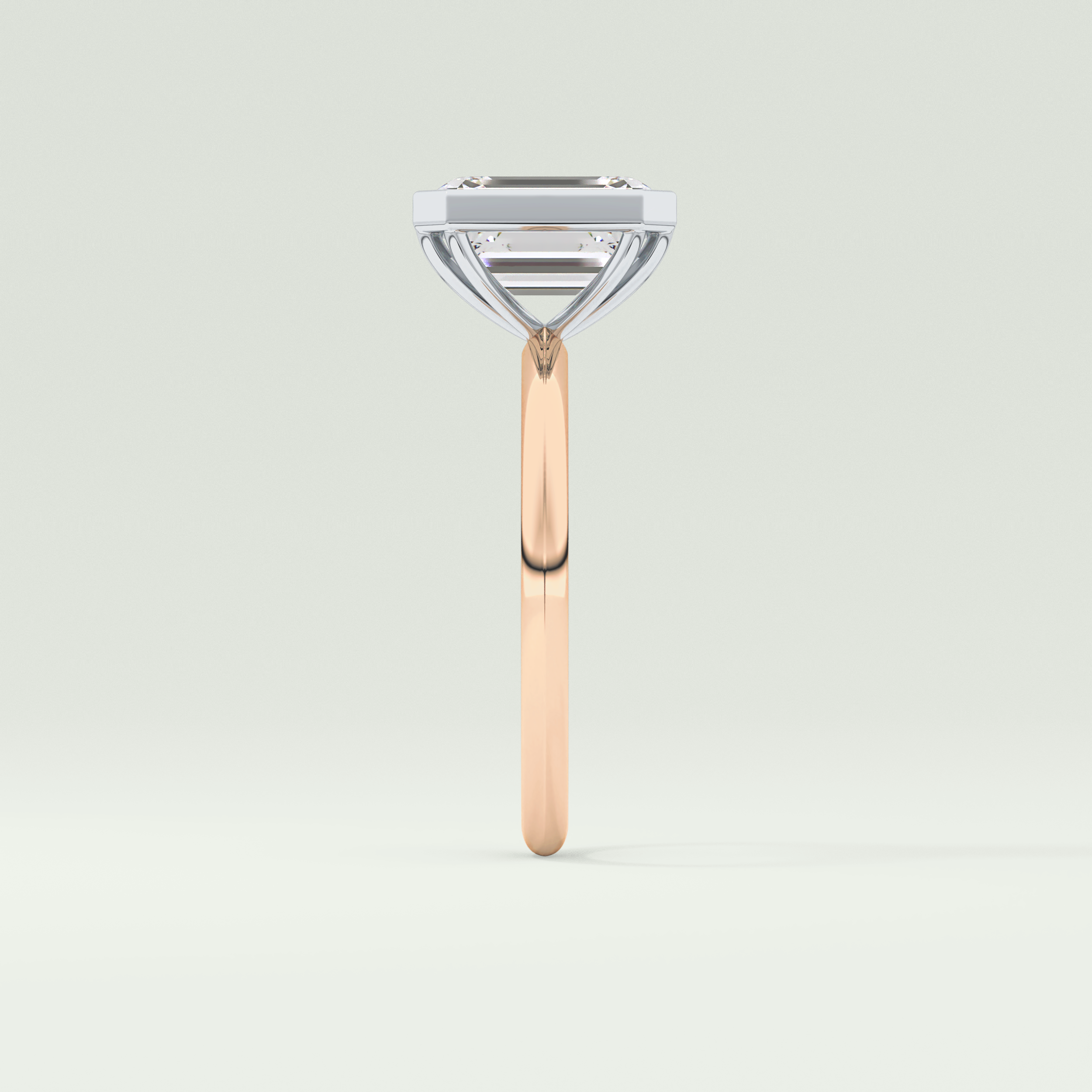 2.0 CT Emerald Cut Bezel Lab Grown Diamond Engagement Ring