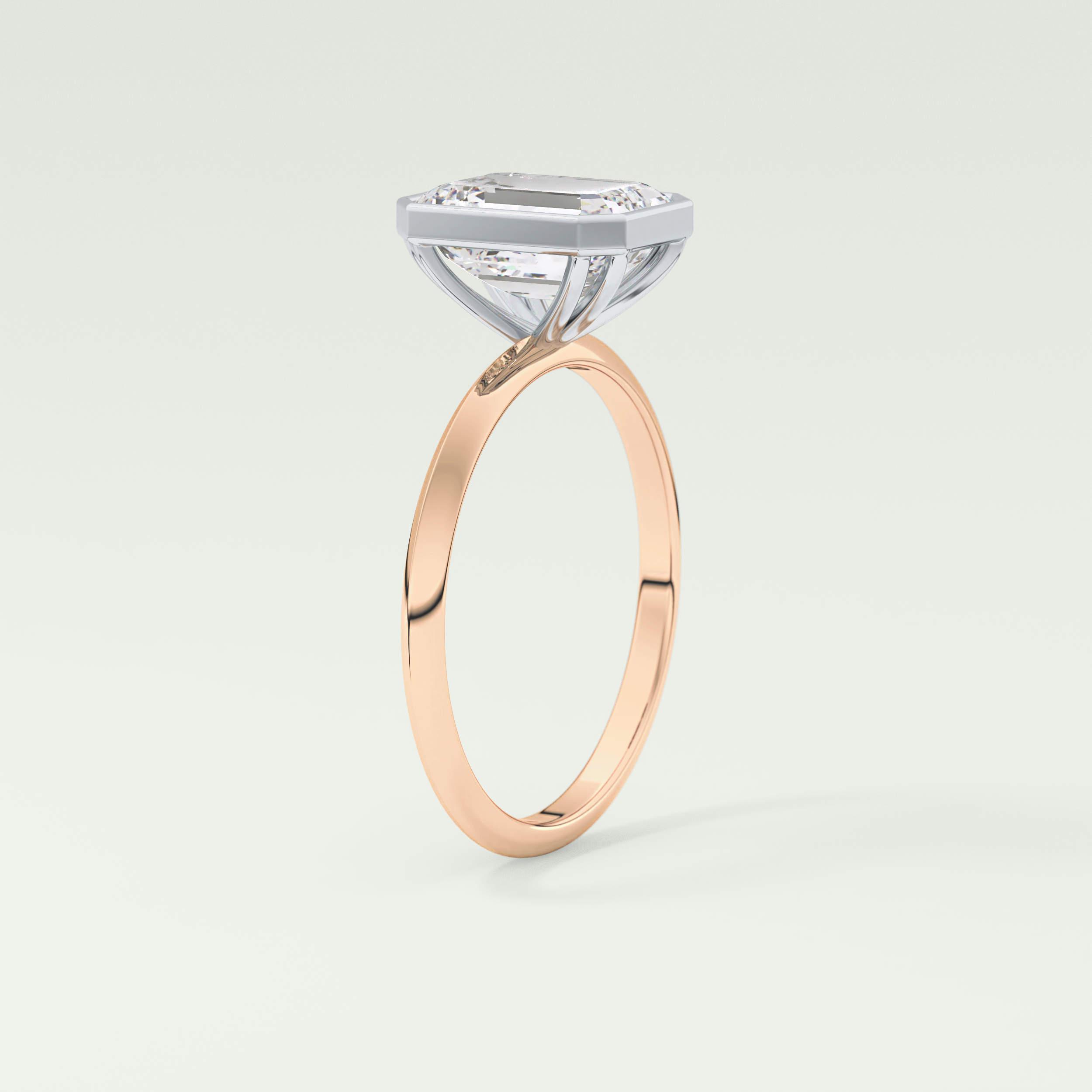 2.0 CT Emerald Cut Bezel Lab Grown Diamond Engagement Ring