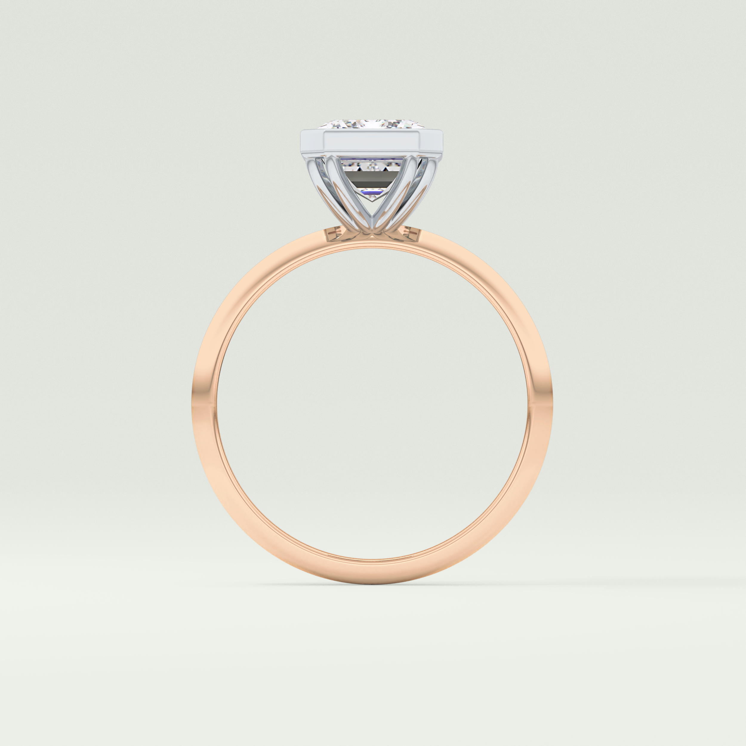 2.0 CT Emerald Cut Bezel Lab Grown Diamond Engagement Ring