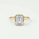 2.0 CT Emerald Cut Bezel Solitaire Lab-Grown Diamond Engagement Ring 1