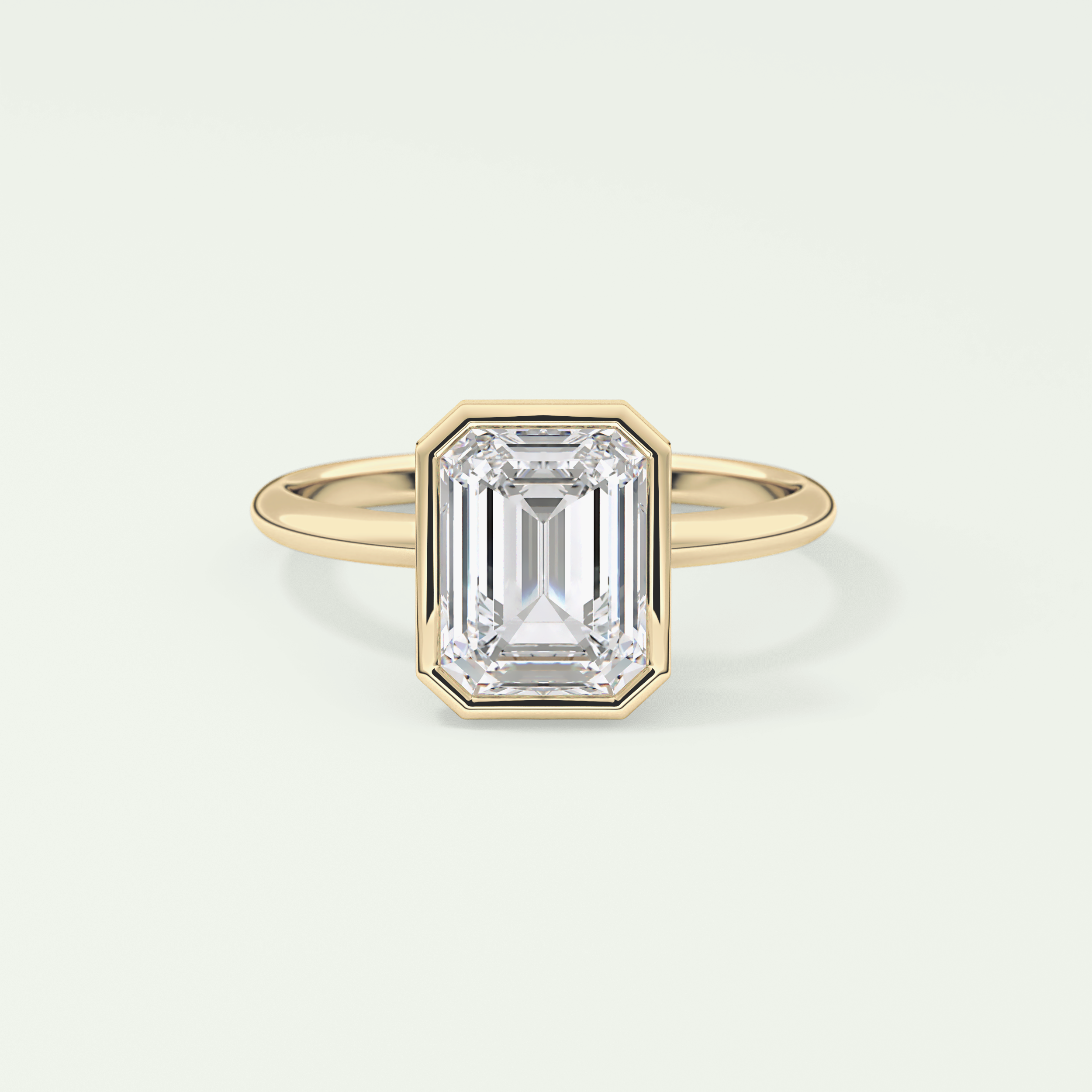 2.0 CT Emerald Cut Bezel Solitaire Lab-Grown Diamond Engagement Ring 1
