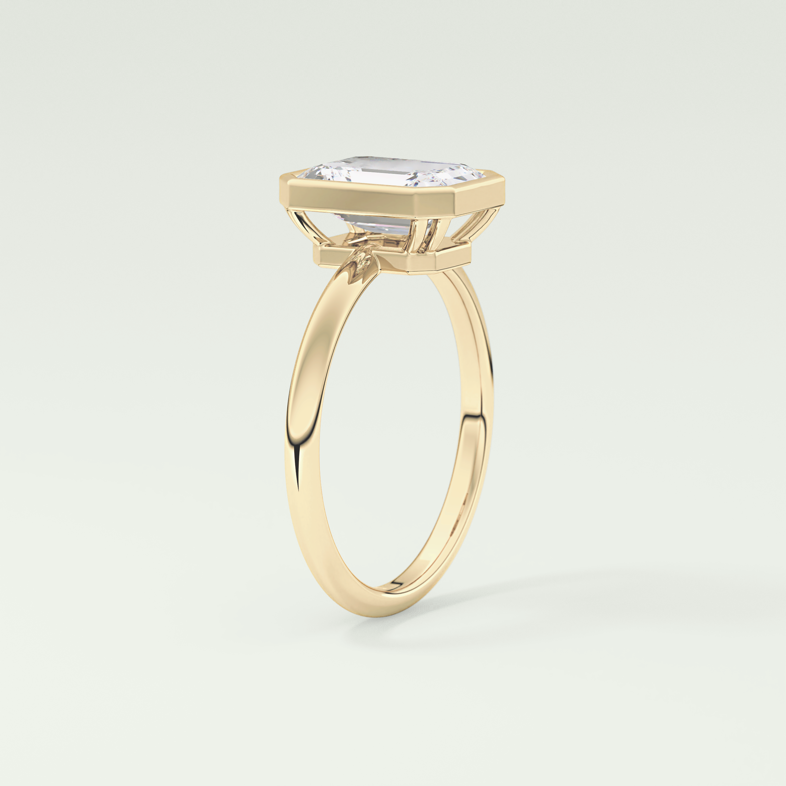2.0 CT Emerald Cut Bezel Solitaire Lab-Grown Diamond Engagement Ring 5