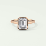 2.0 CT Emerald Cut Bezel Solitaire Lab-Grown Diamond Engagement Ring 7