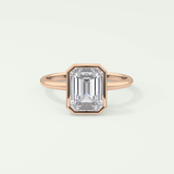 2.0 CT Emerald Cut Bezel Solitaire Lab-Grown Diamond Engagement Ring 7