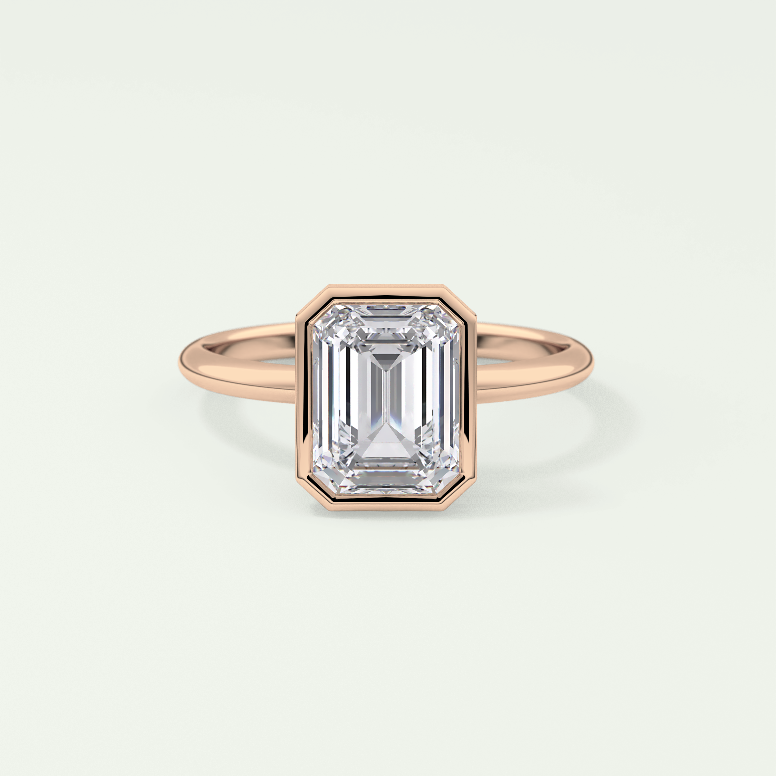 2.0 CT Emerald Cut Bezel Solitaire Lab-Grown Diamond Engagement Ring 7