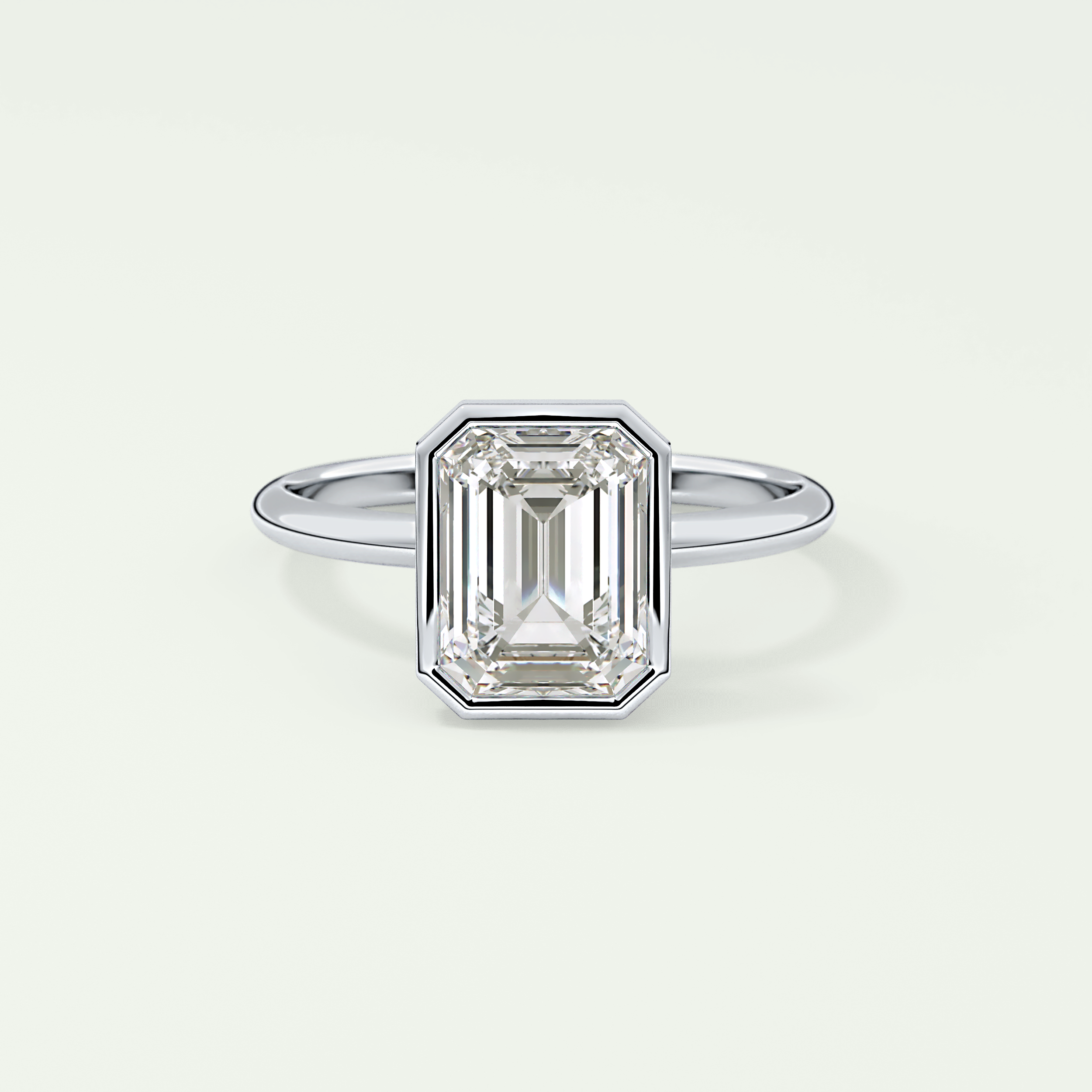 2.0 CT Emerald Cut Bezel Solitaire Lab-Grown Diamond Engagement Ring 13