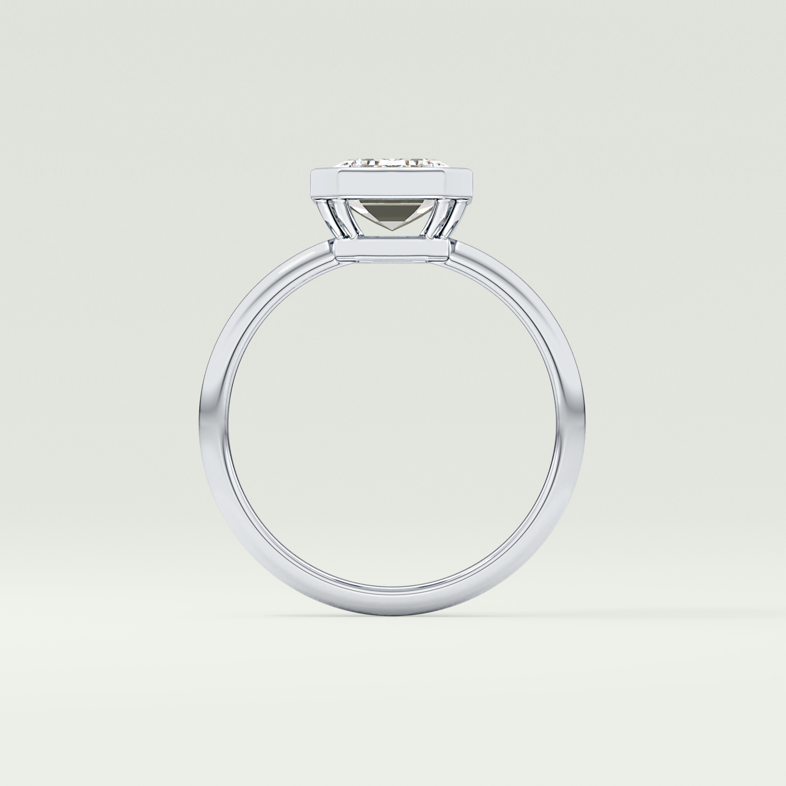 2.0 CT Emerald Cut Bezel Solitaire Lab-Grown Diamond Engagement Ring 18