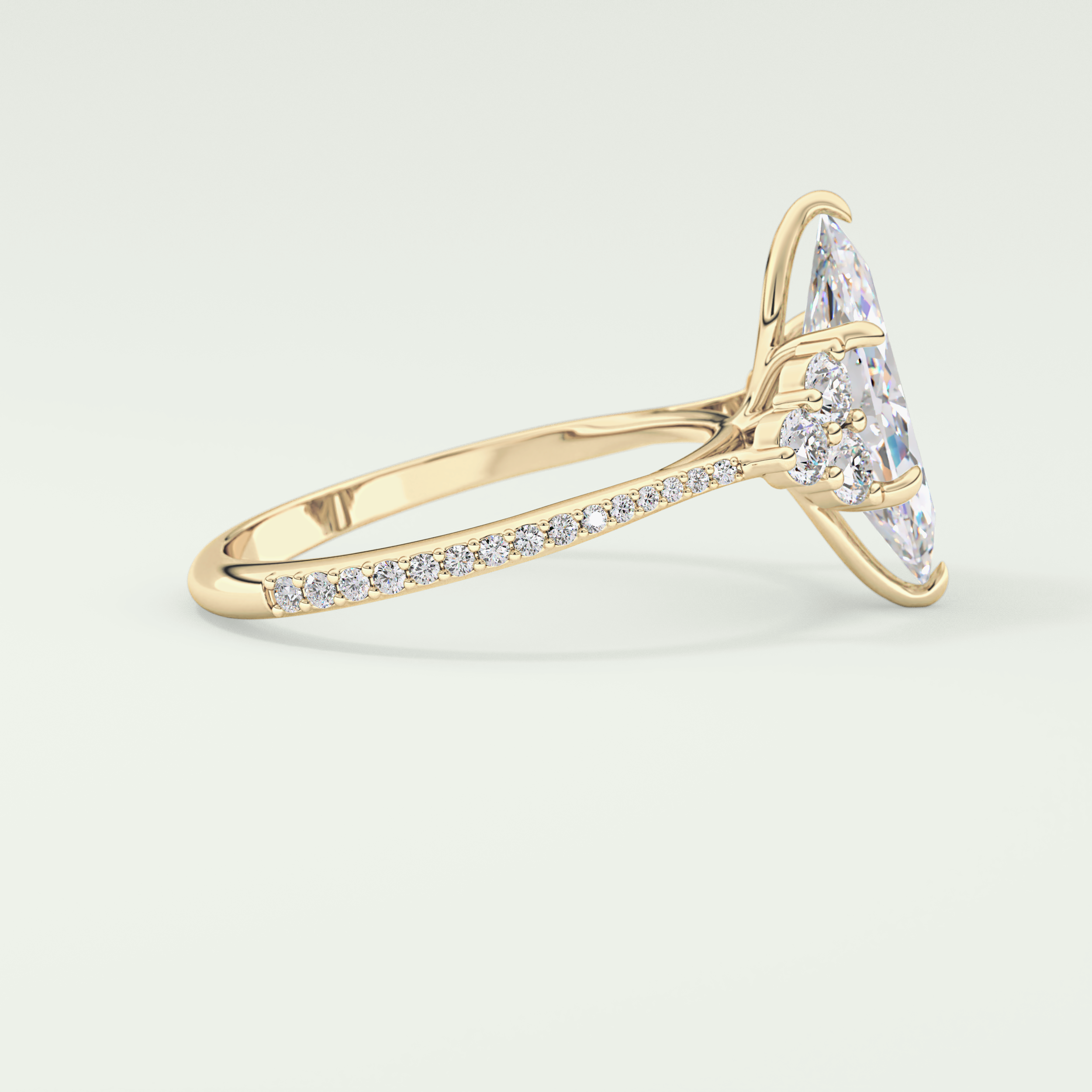 2.0 CT Marquise Cut Cluster & Pave Lab-Grown Diamond Engagement Ring 3