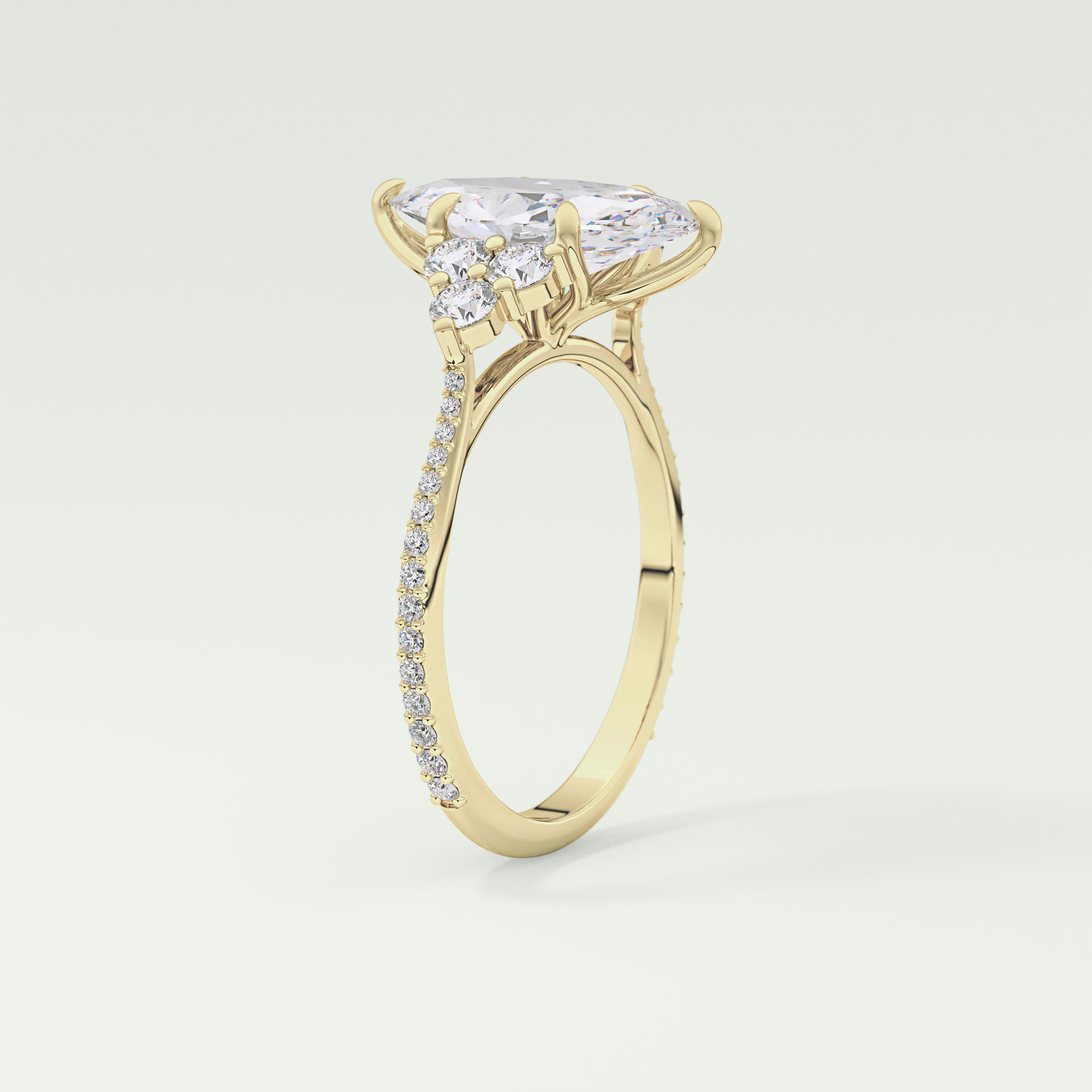 2.0 CT Marquise Cut Cluster & Pave Lab-Grown Diamond Engagement Ring 5