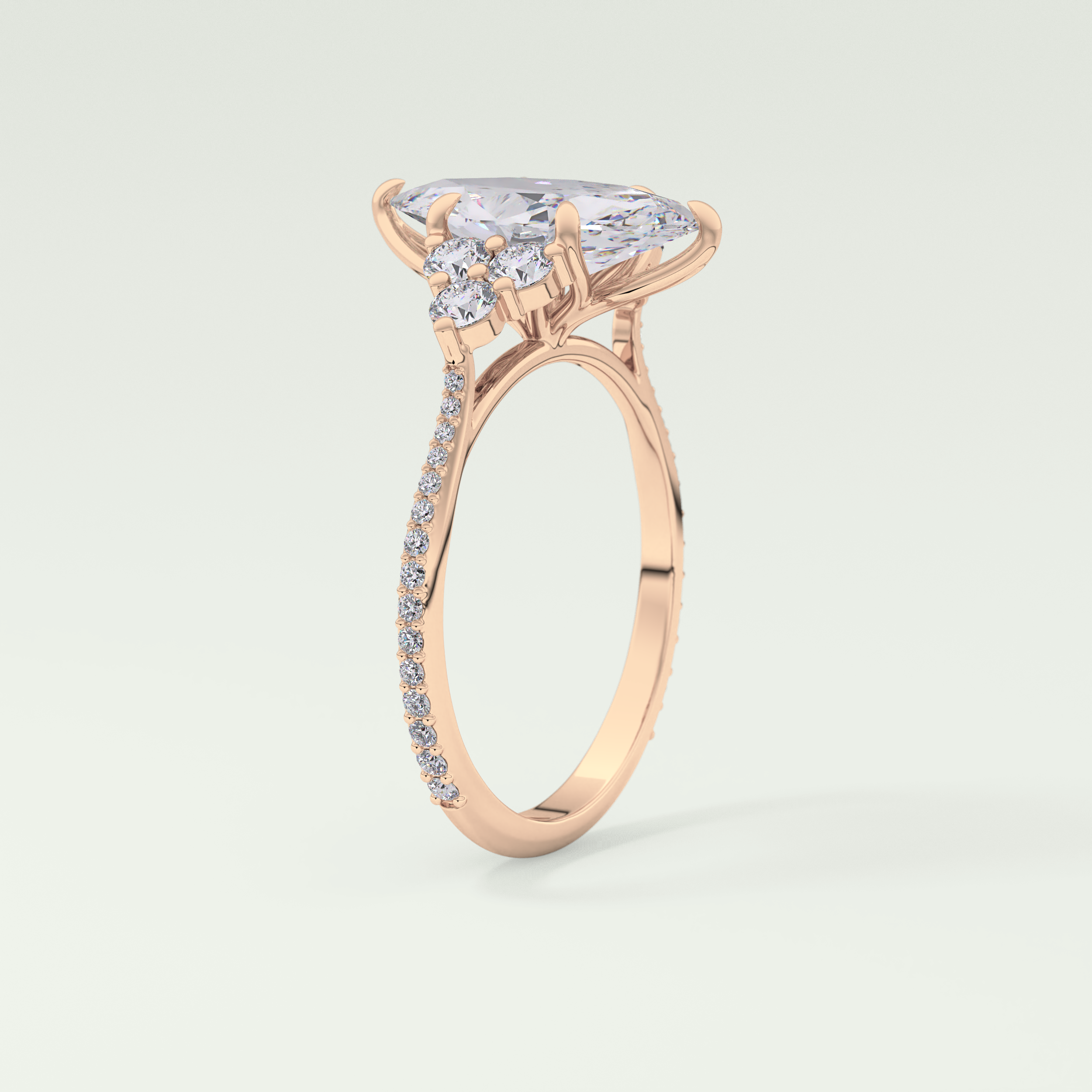 2.0 CT Marquise Cut Cluster & Pave Lab-Grown Diamond Engagement Ring 11