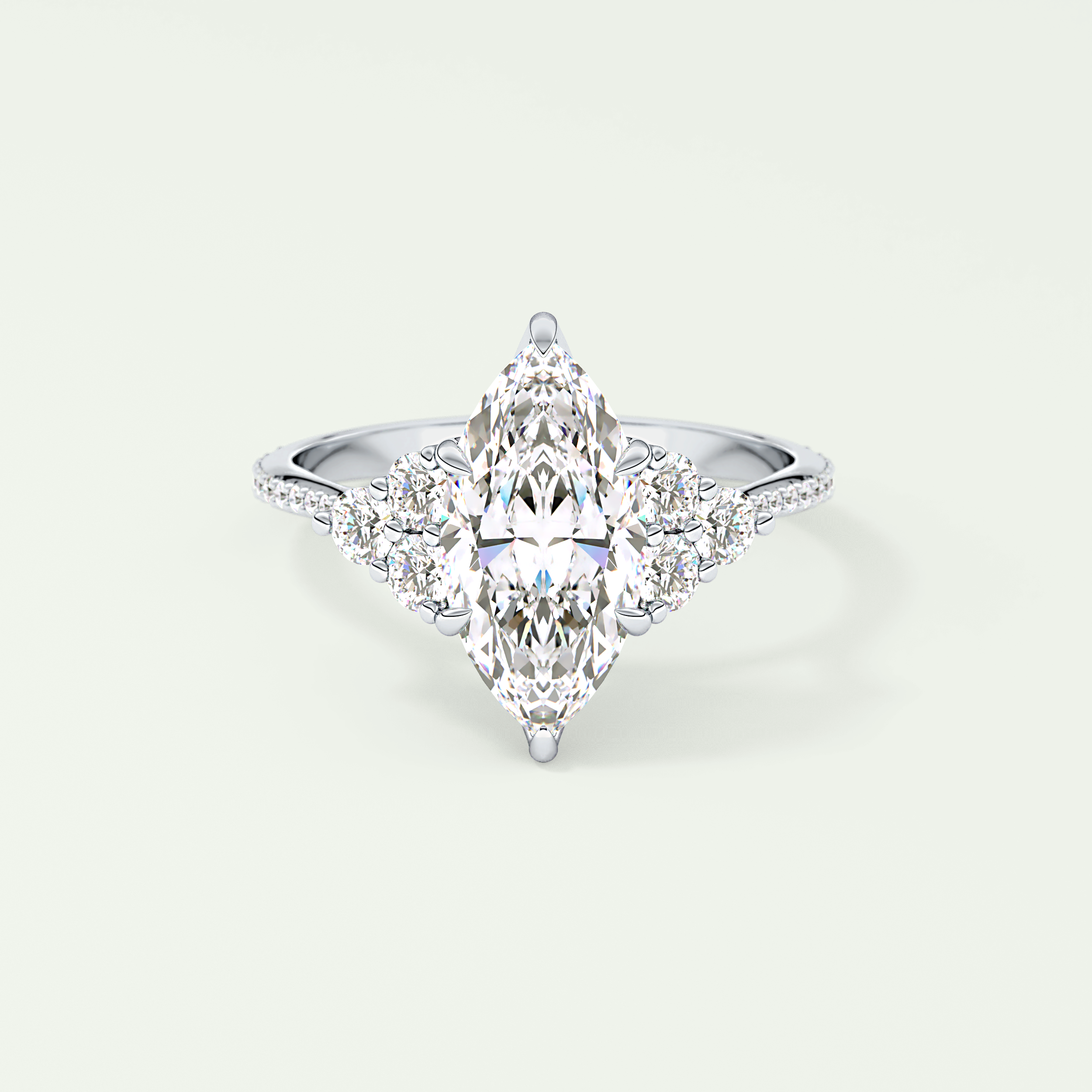 2.0 CT Marquise Cut Cluster & Pave Lab-Grown Diamond Engagement Ring 13