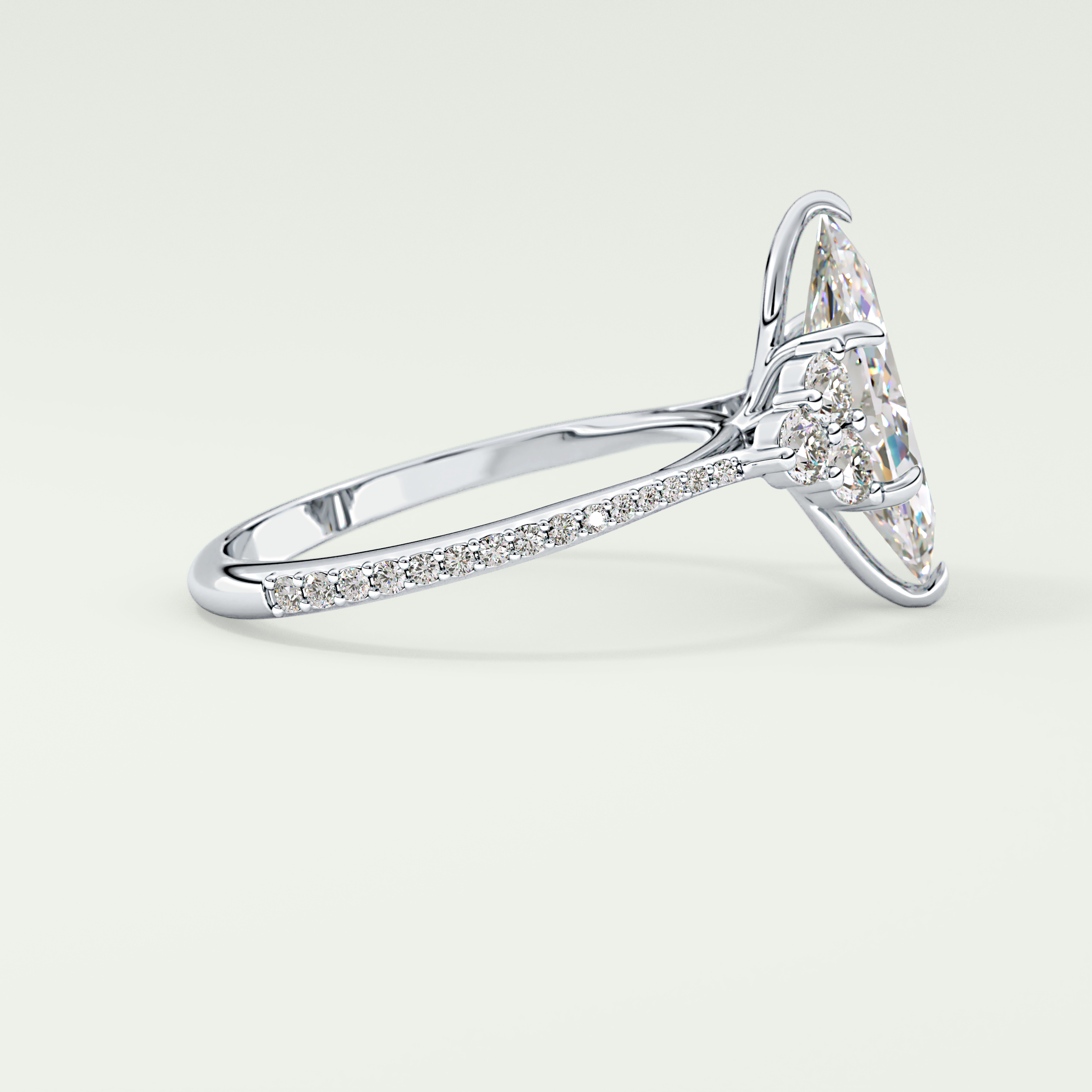 2.0 CT Marquise Cut Cluster & Pave Lab-Grown Diamond Engagement Ring 15