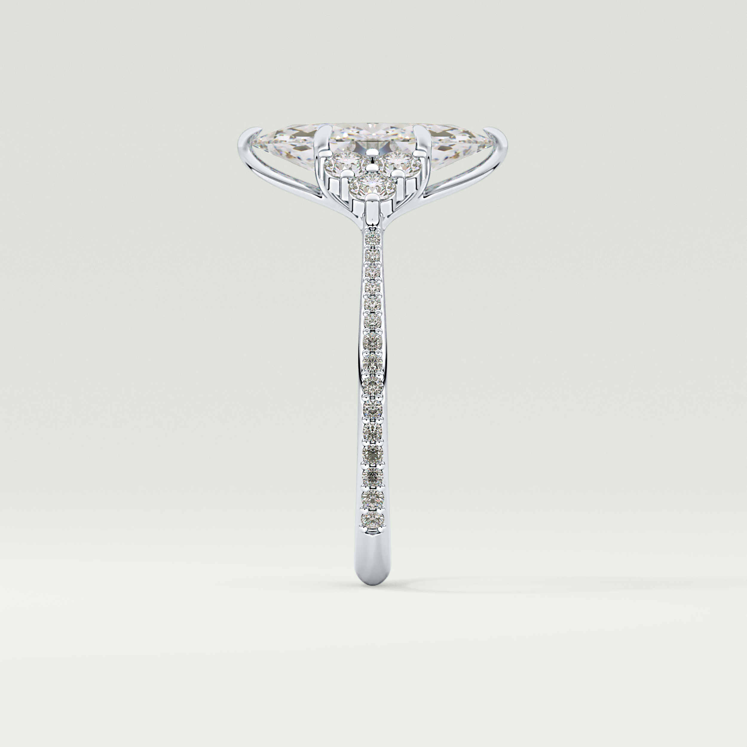 2.0 CT Marquise Cut Cluster & Pave Lab-Grown Diamond Engagement Ring 16