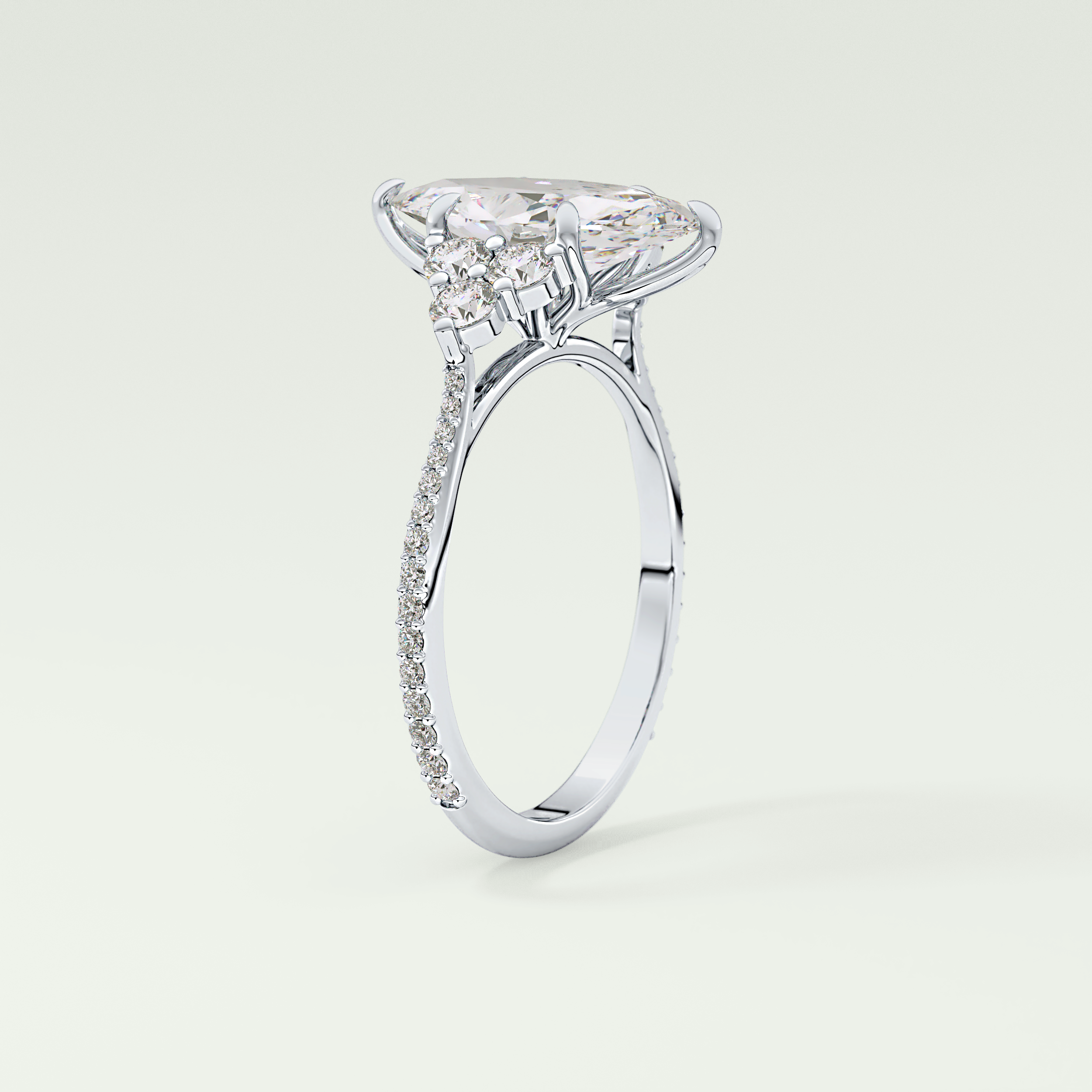 2.0 CT Marquise Cut Cluster & Pave Lab-Grown Diamond Engagement Ring 17