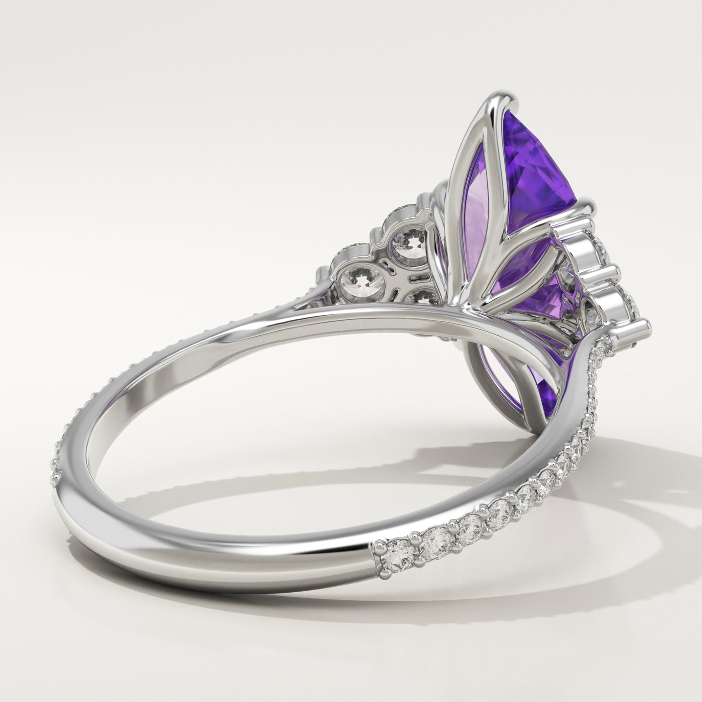2.5 CT Marquise Cut Cluster Lab-Grown Amethyst Gemstone Engagement Ring