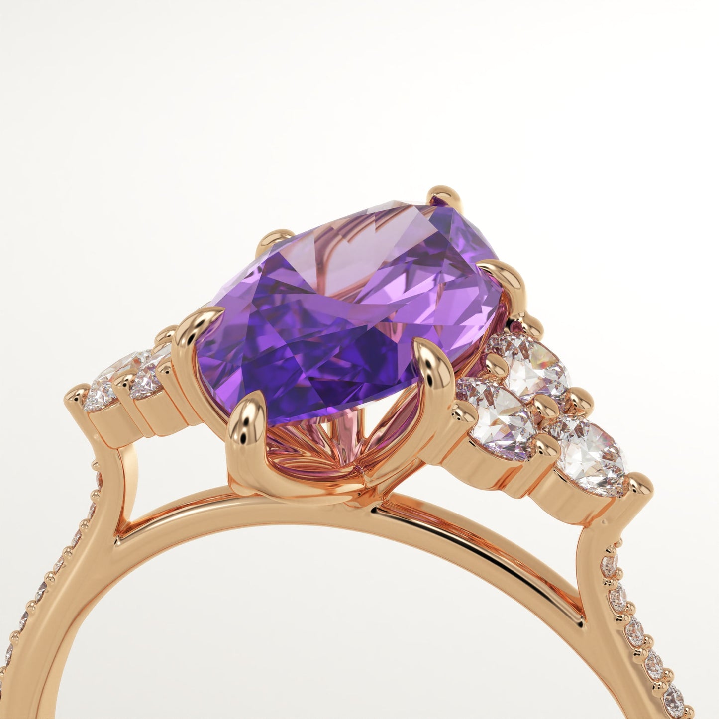 2.5 CT Marquise Cut Cluster Lab-Grown Amethyst Gemstone Engagement Ring