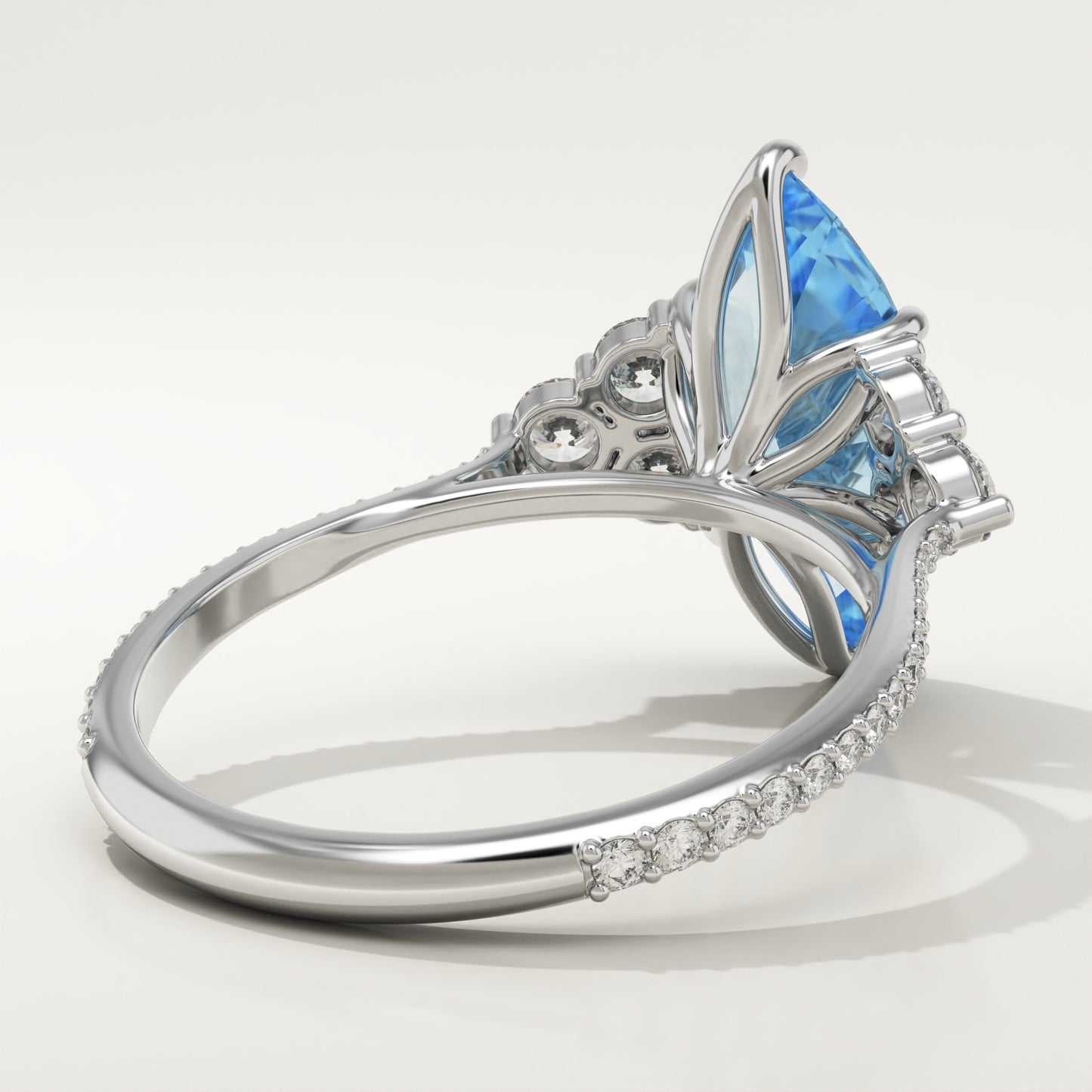 2.5 CT Marquise Cut Cluster Lab-Grown Aquamarine Gemstone Engagement Ring
