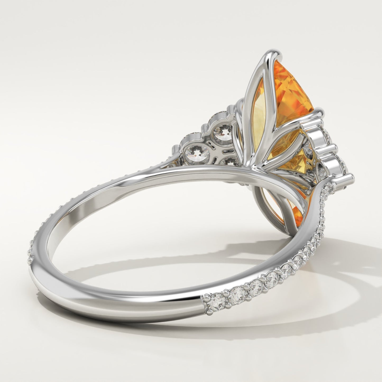 2.5 CT Marquise Cut Cluster Lab-Grown Citrine Gemstone Engagement Ring
