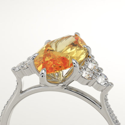 2.5 CT Marquise Cut Cluster Lab-Grown Citrine Gemstone Engagement Ring