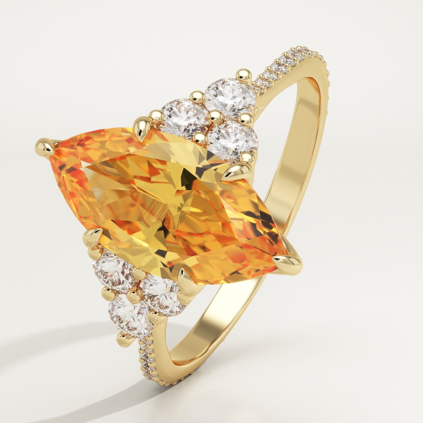 2.5 CT Marquise Cut Cluster Lab-Grown Citrine Gemstone Engagement Ring