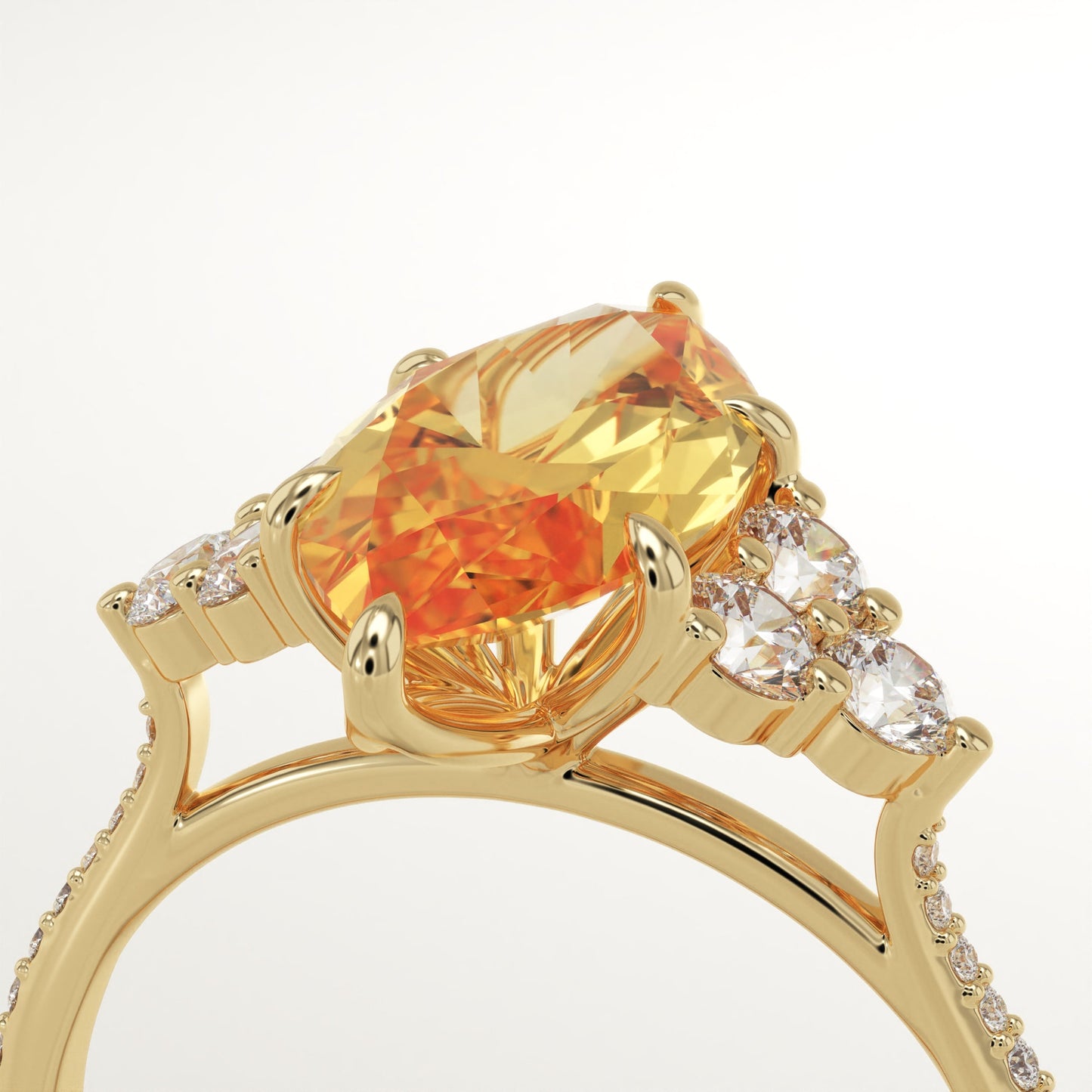 2.5 CT Marquise Cut Cluster Lab-Grown Citrine Gemstone Engagement Ring