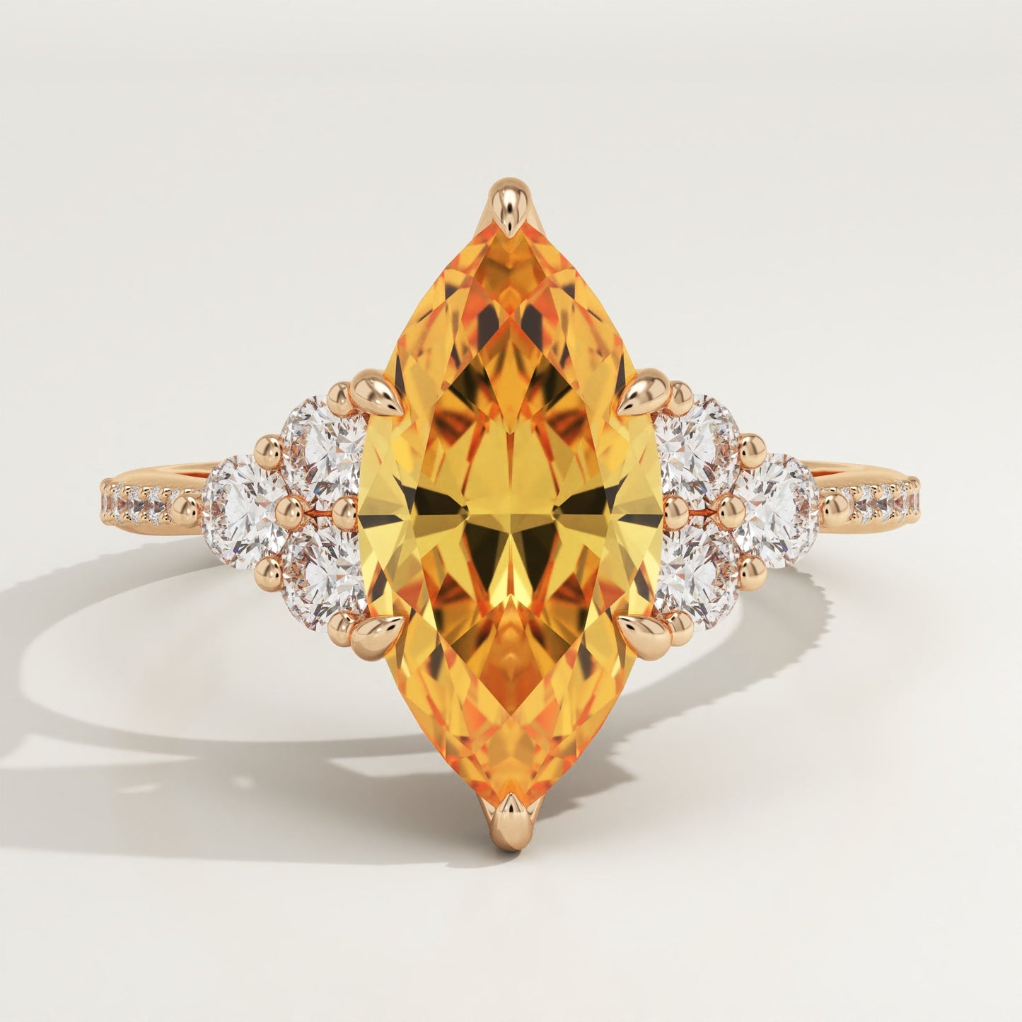 2.5 CT Marquise Cut Cluster Lab-Grown Citrine Gemstone Engagement Ring