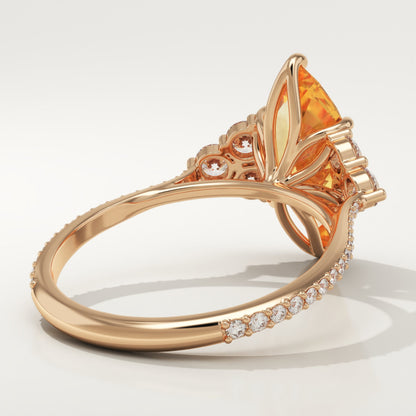 2.5 CT Marquise Cut Cluster Lab-Grown Citrine Gemstone Engagement Ring