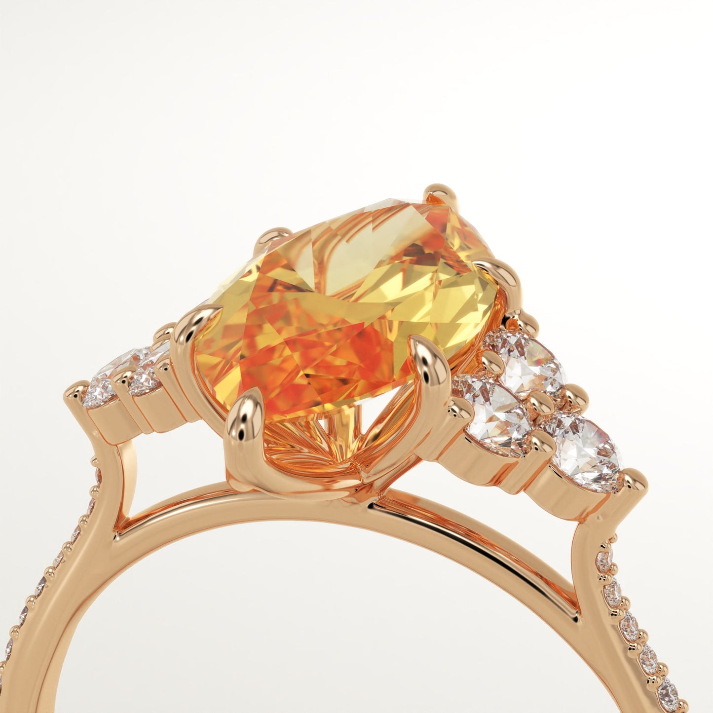 2.5 CT Marquise Cut Cluster Lab-Grown Citrine Gemstone Engagement Ring