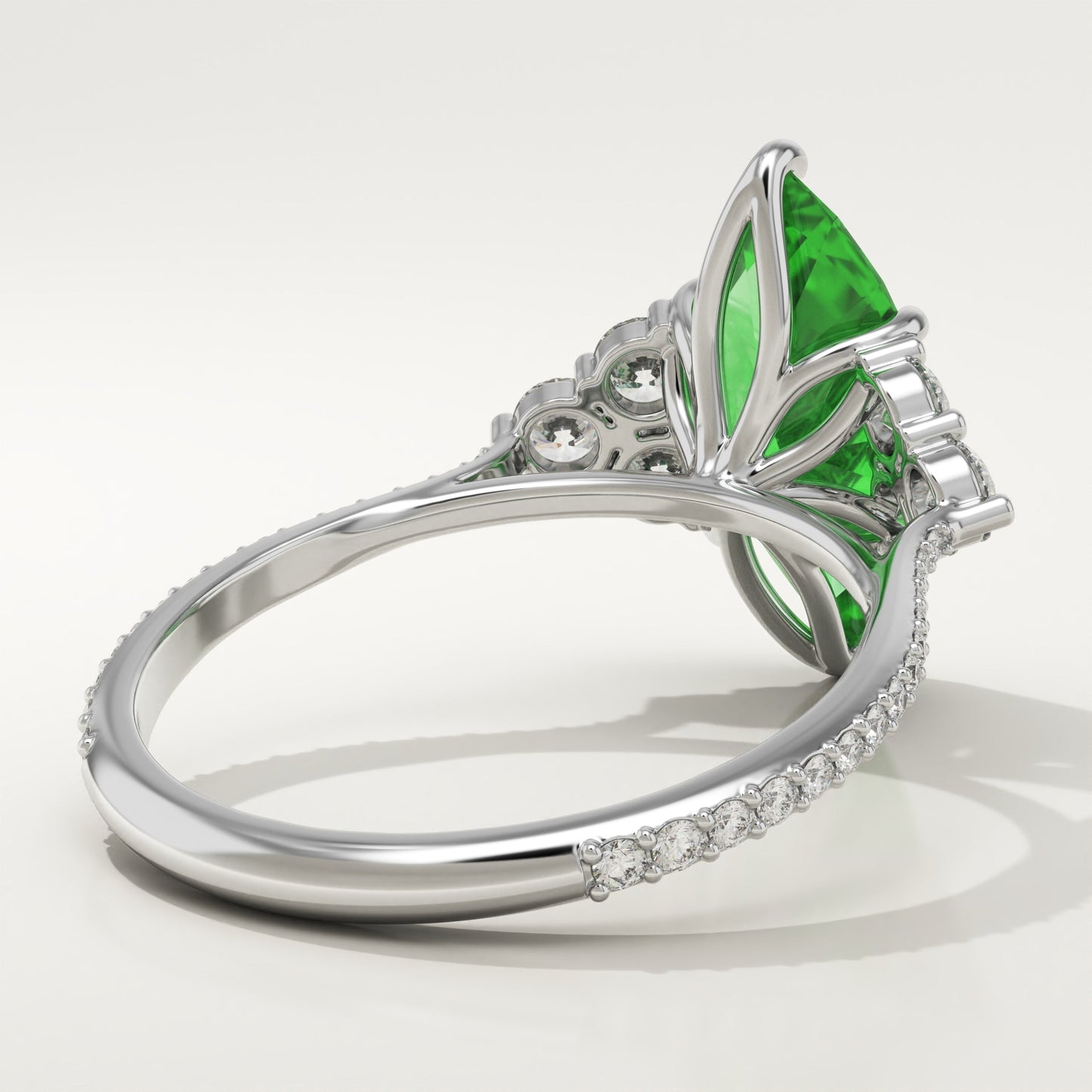 2.5 CT Marquise Cut Cluster Lab-Grown Emerald Gemstone Engagement Ring