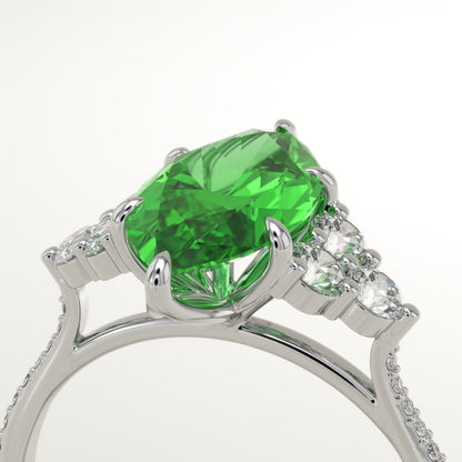 2.5 CT Marquise Cut Cluster Lab-Grown Emerald Gemstone Engagement Ring