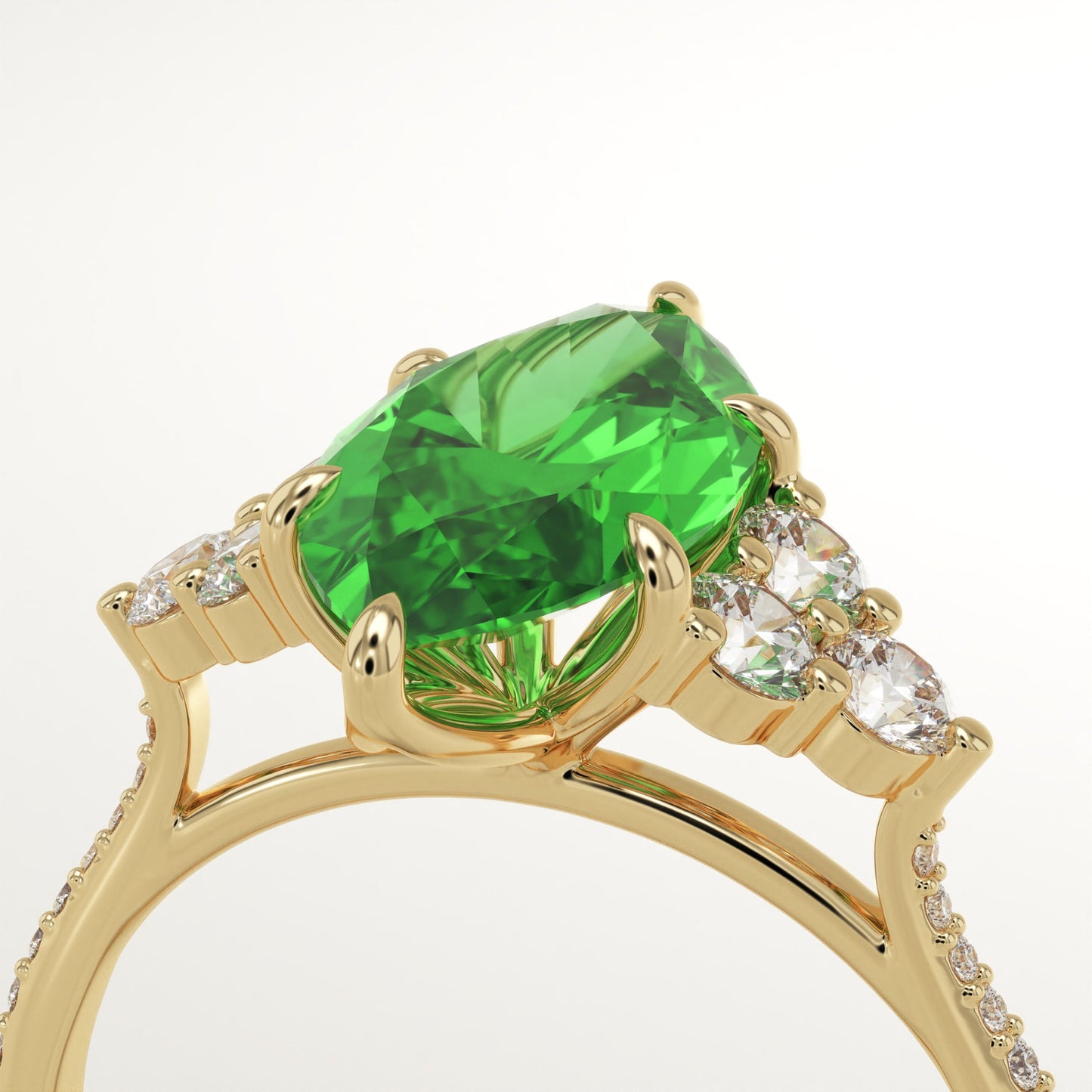 2.5 CT Marquise Cut Cluster Lab-Grown Emerald Gemstone Engagement Ring