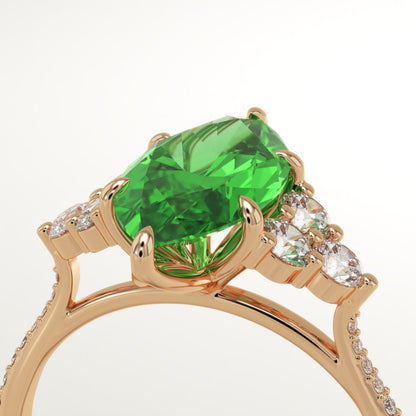 2.5 CT Marquise Cut Cluster Lab-Grown Emerald Gemstone Engagement Ring