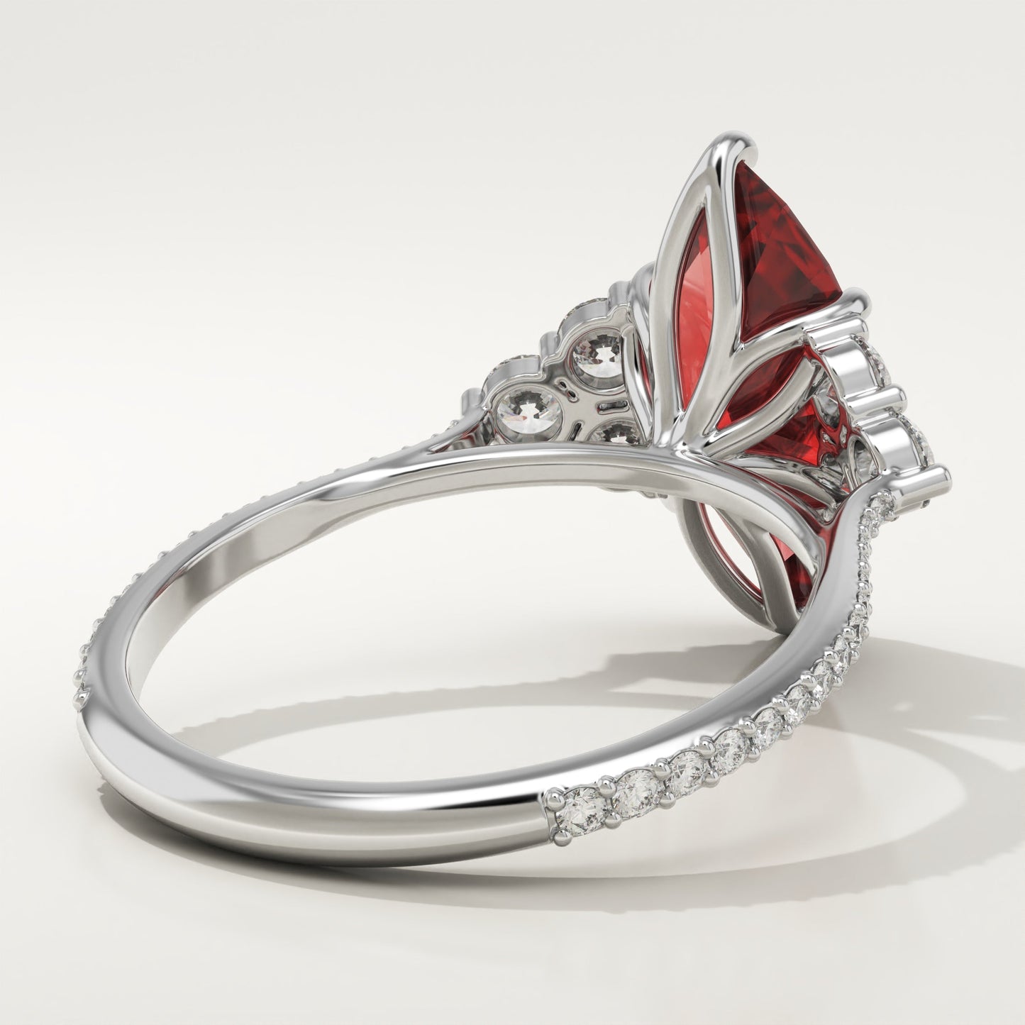 2.5 CT Marquise Cut Cluster Lab-Grown Garnet Gemstone Engagement Ring