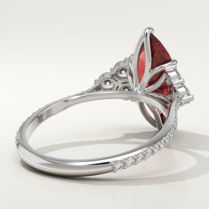 2.5 CT Marquise Cut Cluster Lab-Grown Garnet Gemstone Engagement Ring