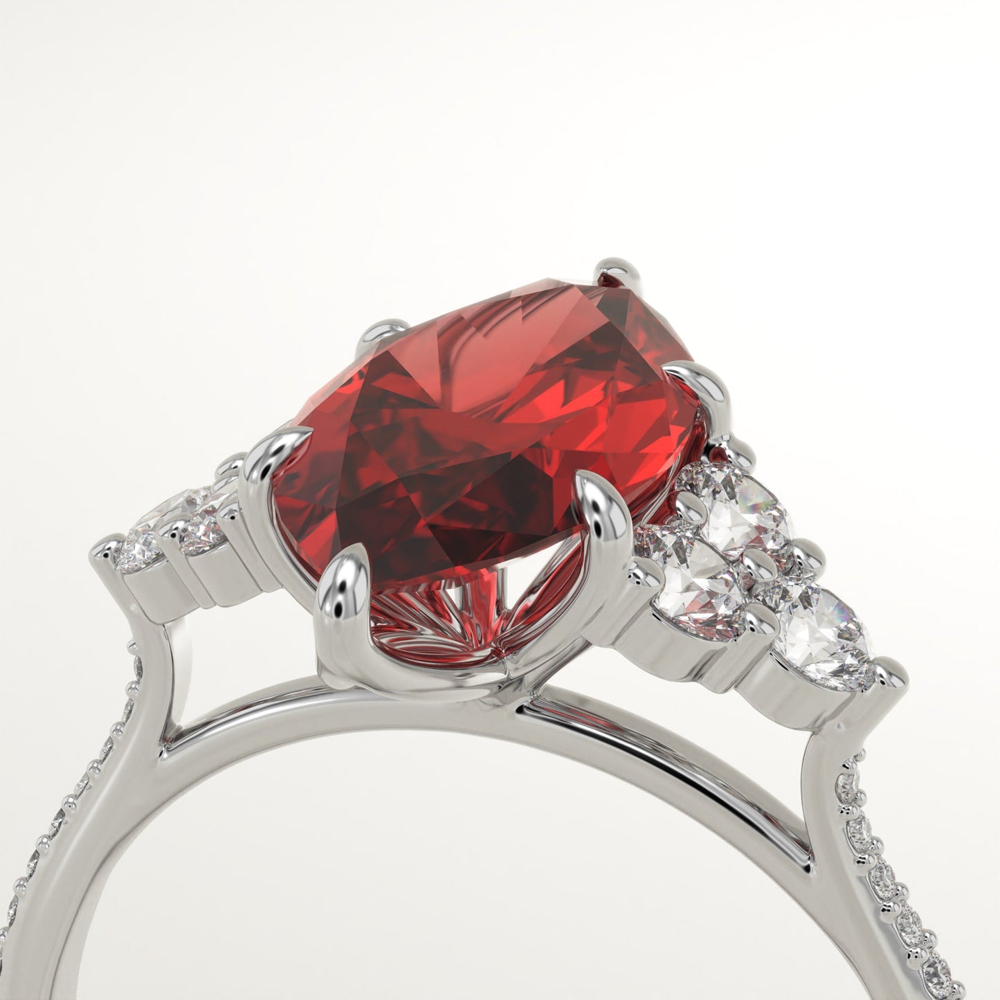 2.5 CT Marquise Cut Cluster Lab-Grown Garnet Gemstone Engagement Ring