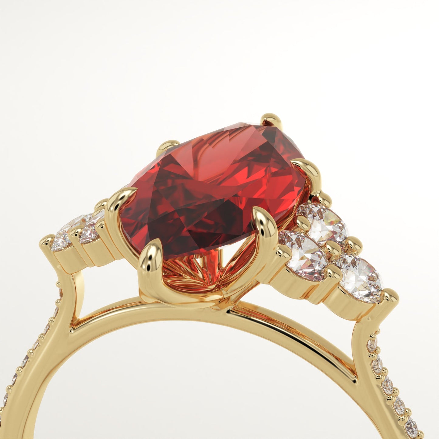 2.5 CT Marquise Cut Cluster Lab-Grown Garnet Gemstone Engagement Ring