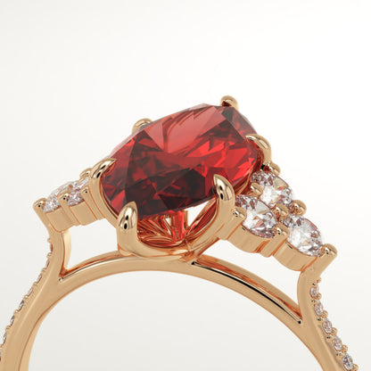 2.5 CT Marquise Cut Cluster Lab-Grown Garnet Gemstone Engagement Ring
