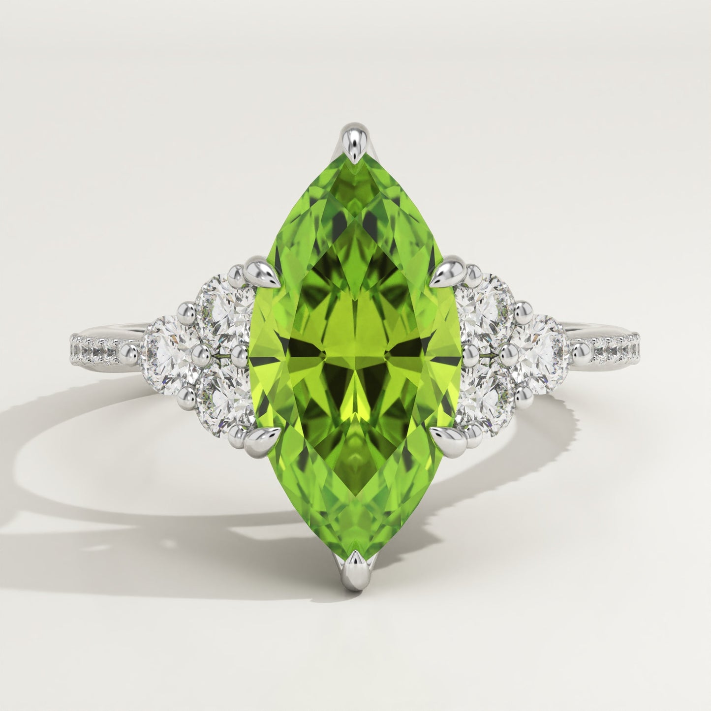 2.5 CT Marquise Cut Cluster Lab-Grown Peridot Gemstone Engagement Ring