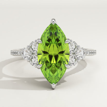 2.5 CT Marquise Cut Cluster Lab-Grown Peridot Gemstone Engagement Ring