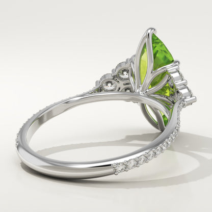 2.5 CT Marquise Cut Cluster Lab-Grown Peridot Gemstone Engagement Ring