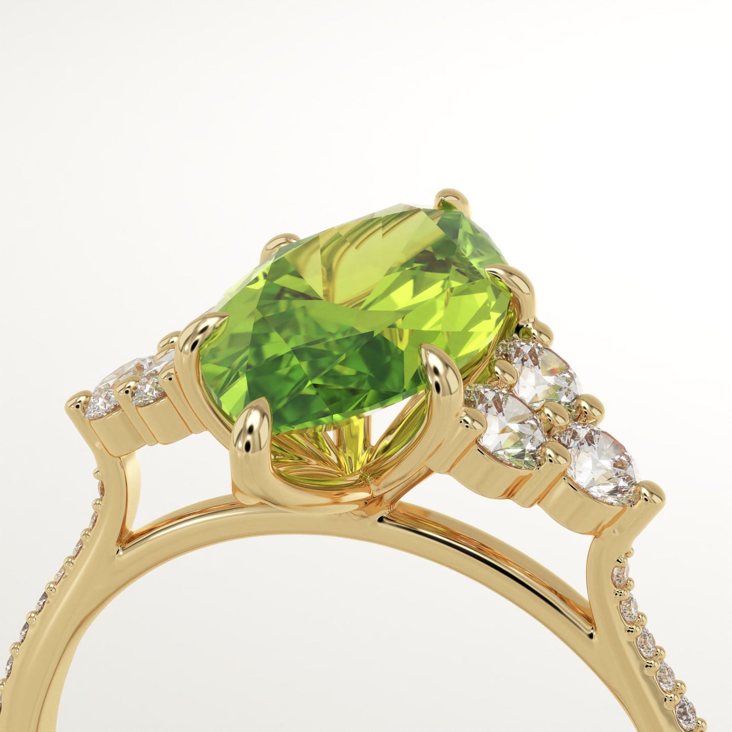 2.5 CT Marquise Cut Cluster Lab-Grown Peridot Gemstone Engagement Ring
