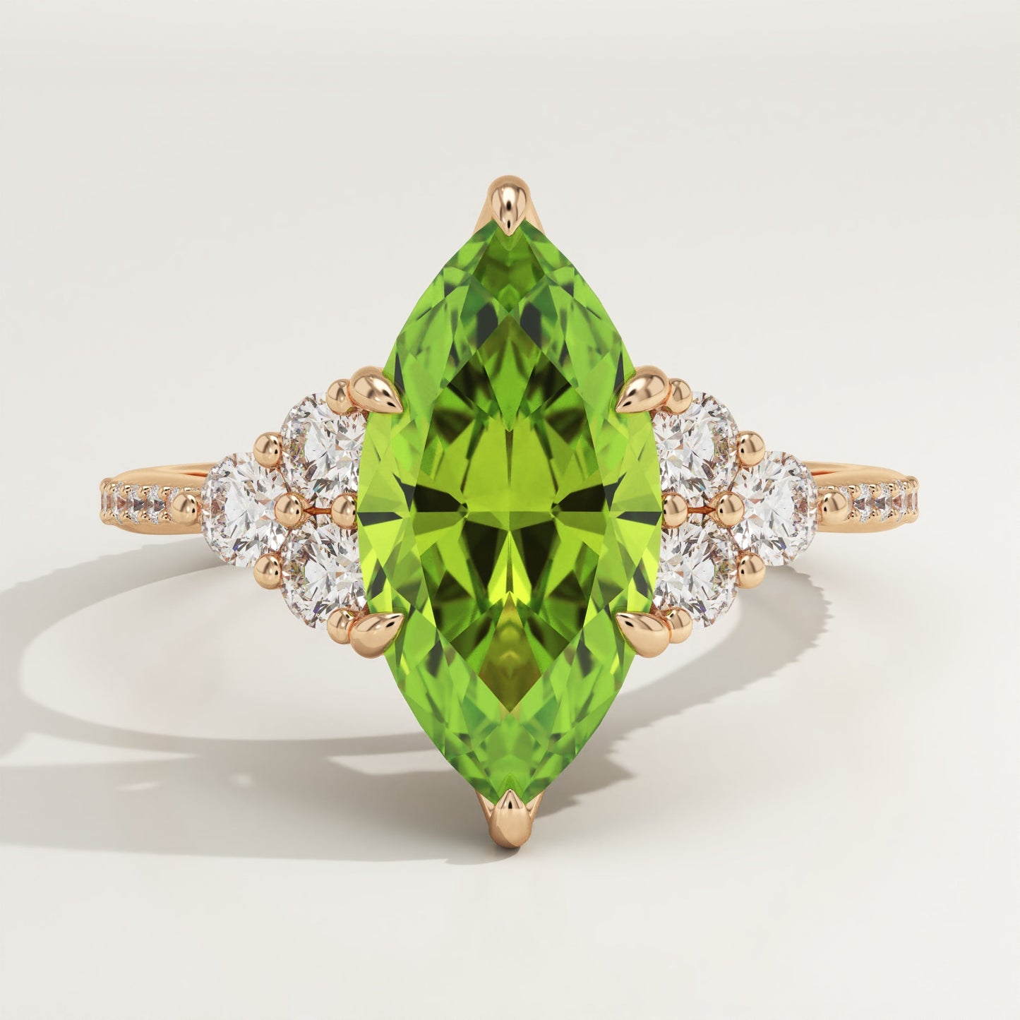 2.5 CT Marquise Cut Cluster Lab-Grown Peridot Gemstone Engagement Ring