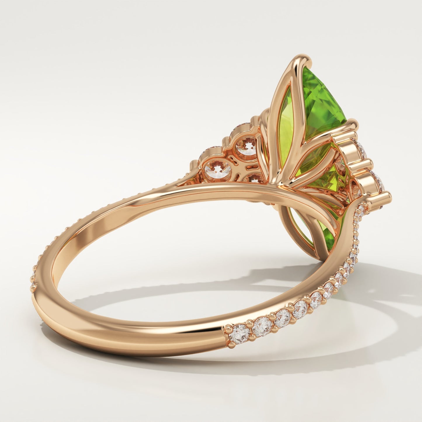 2.5 CT Marquise Cut Cluster Lab-Grown Peridot Gemstone Engagement Ring