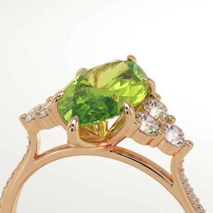 2.5 CT Marquise Cut Cluster Lab-Grown Peridot Gemstone Engagement Ring