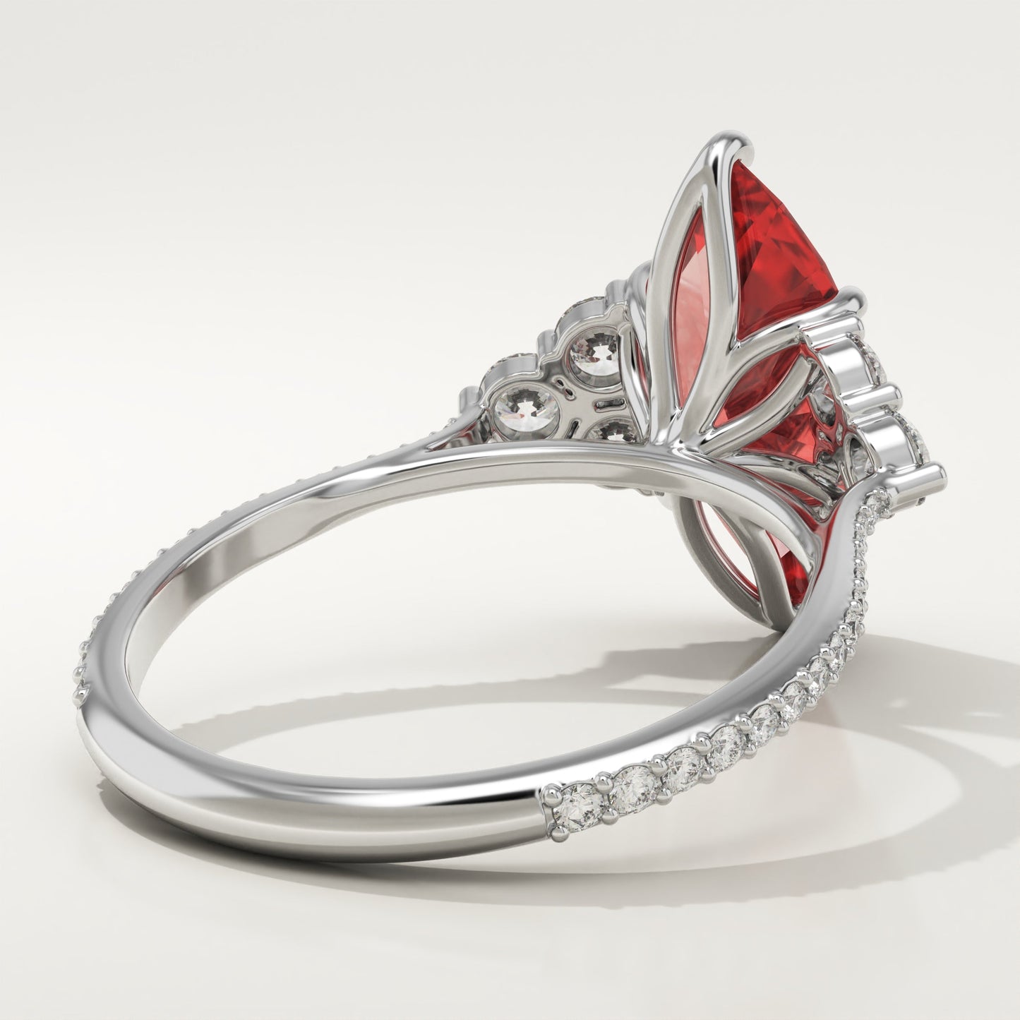 2.5 CT Marquise Cut Cluster Lab-Grown Ruby Gemstone Engagement Ring