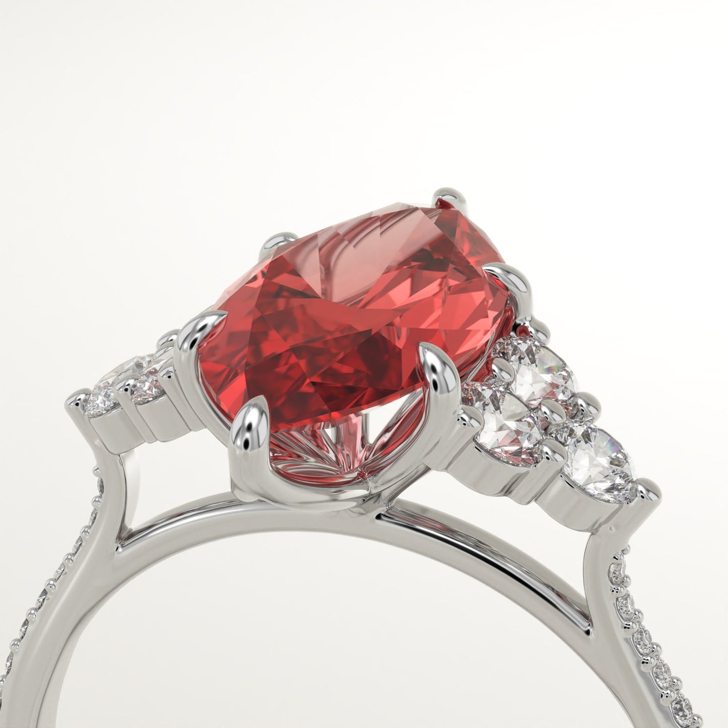 2.5 CT Marquise Cut Cluster Lab-Grown Ruby Gemstone Engagement Ring