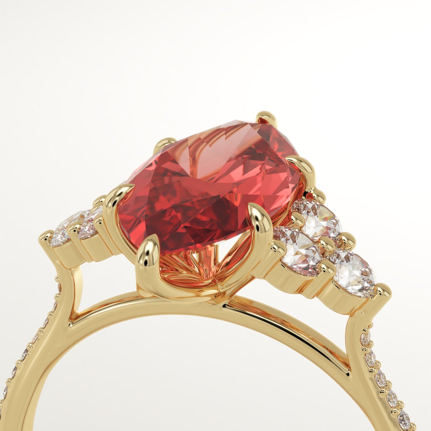 2.5 CT Marquise Cut Cluster Lab-Grown Ruby Gemstone Engagement Ring