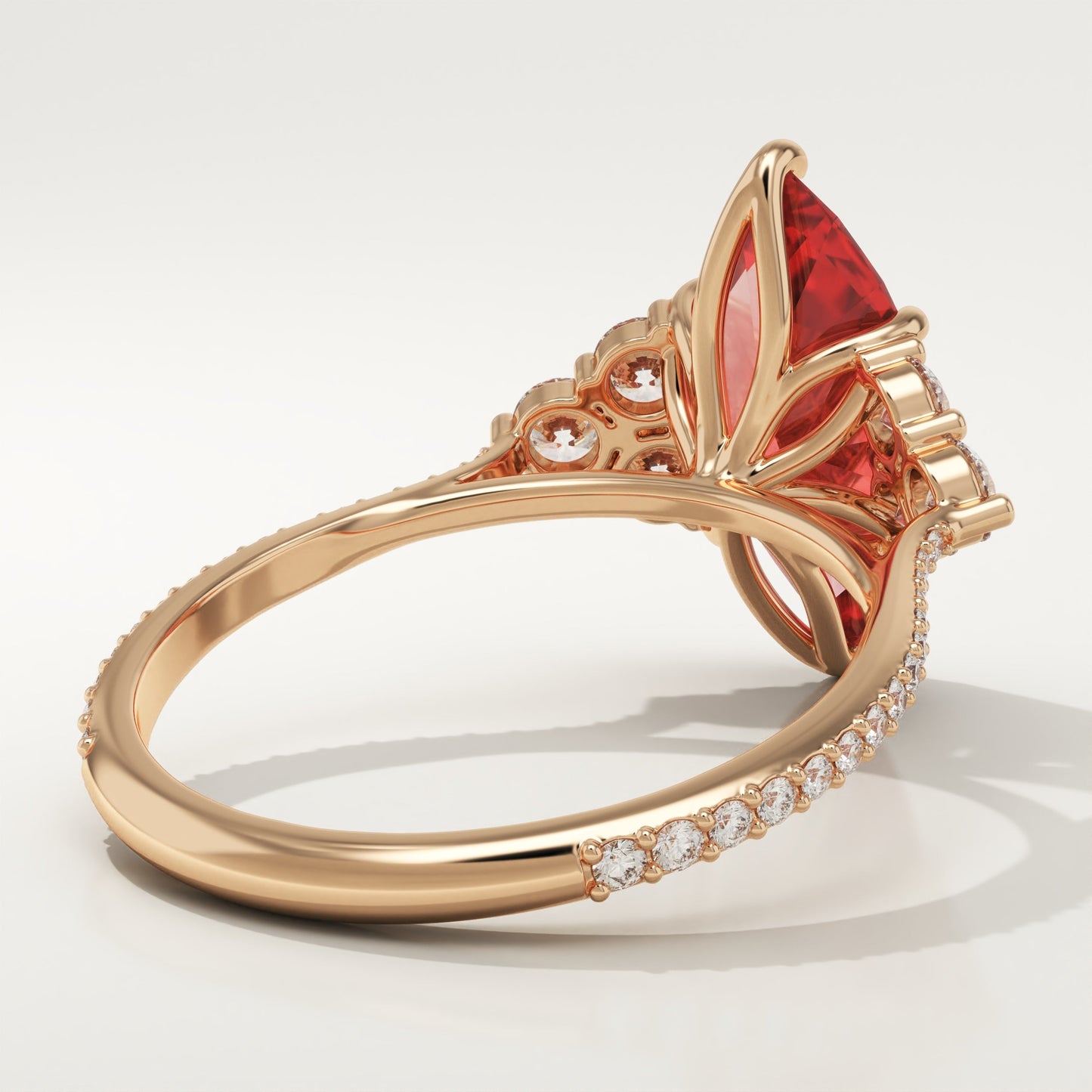 2.5 CT Marquise Cut Cluster Lab-Grown Ruby Gemstone Engagement Ring